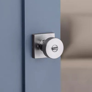 Pismo Square Privacy Door Knob in Satin Chrome - 6 Way Adjustable Latch