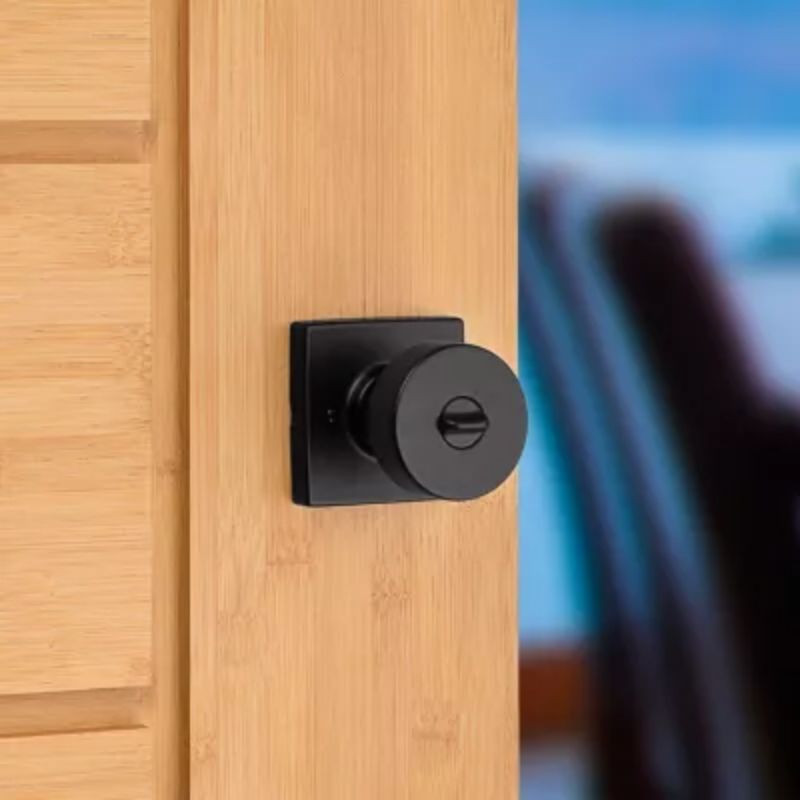 Pismo Square Privacy Door Knob in Iron Black - 6 Way Adjustable Latch