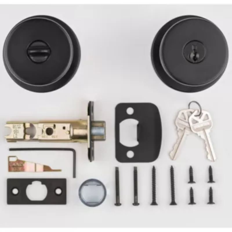 Pismo Round Keyed Entry SmartKey Door Knob in Iron Black - 6 Way Adjustable Latch