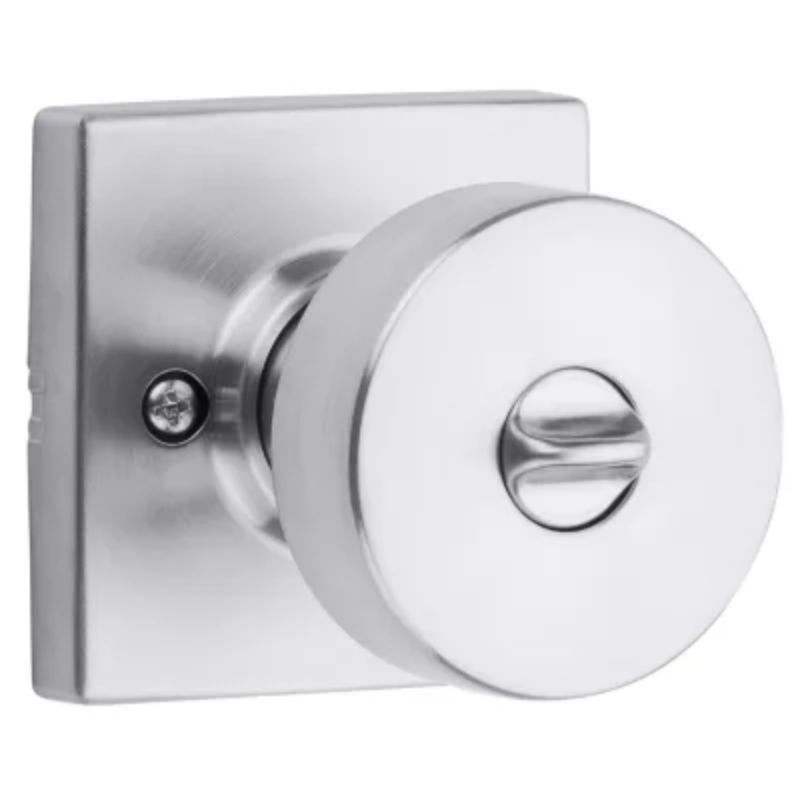 Pismo Square Keyed Entry SmartKey Door Knob in Satin Chrome - 6 Way Adjustable Latch