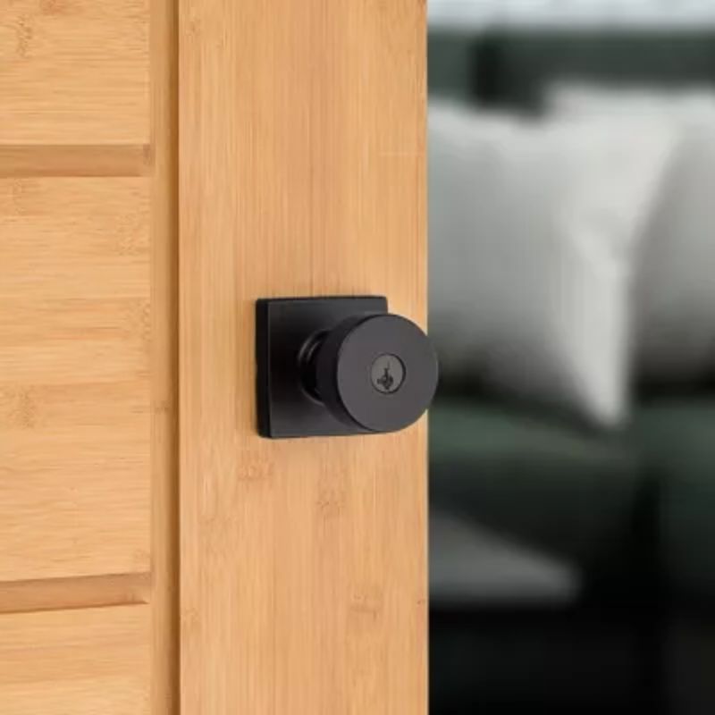Pismo Square Keyed Entry SmartKey Door Knob in Iron Black - 6 Way Adjustable Latch
