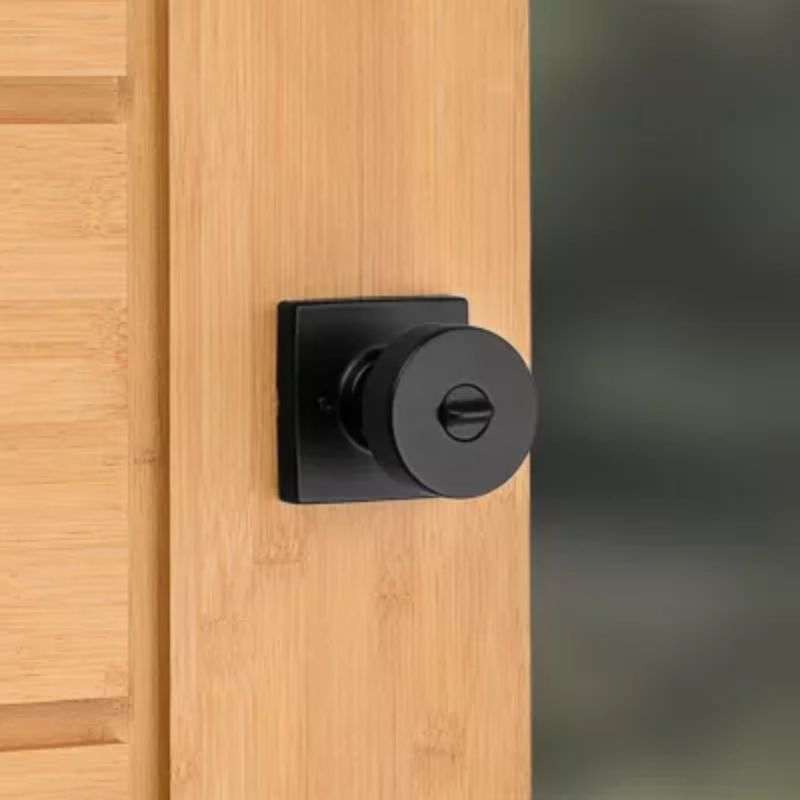 Pismo Square Keyed Entry SmartKey Door Knob in Iron Black - 6 Way Adjustable Latch