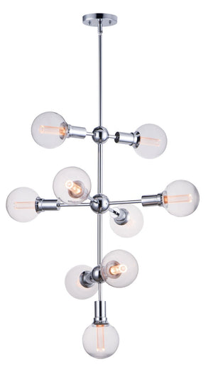 Molecule 27' x 33' Polished Chrome Chandelier with 9 Lights - (Clear Glass Finish)