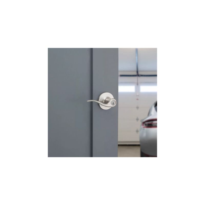 Tustin Keyed Entry SmartKey Lever in Satin Nickel - Round Corner Adjustable Latch