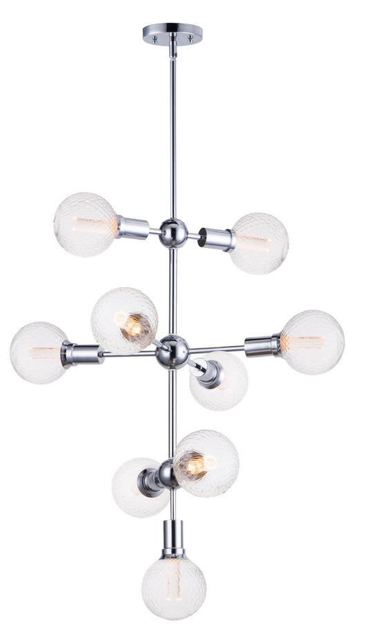 Molecule 27" x 33" Polished Chrome Chandelier with 9 Lights - (Prism Glass Finish)