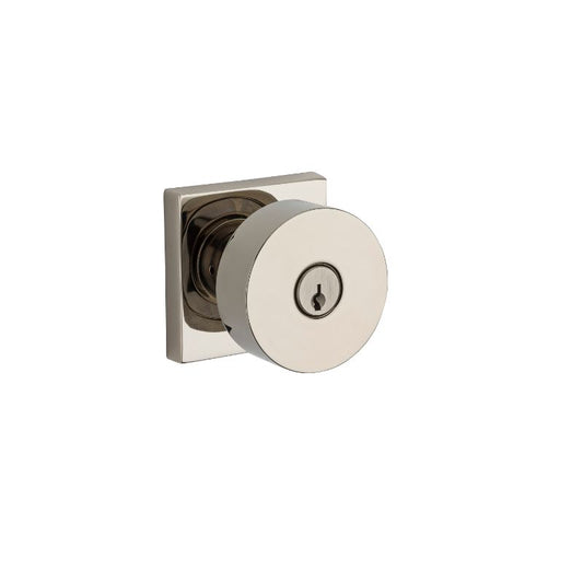Contemporary Entry Knob in Bright Polished Nickel
