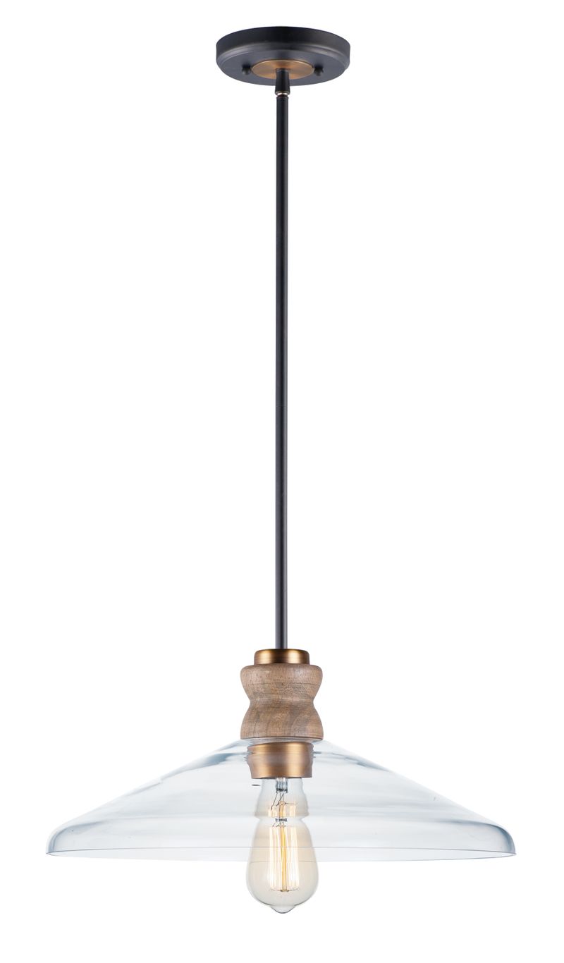 Nelson 16' Single Light Pendant in Weathered Oak and Antique Brass