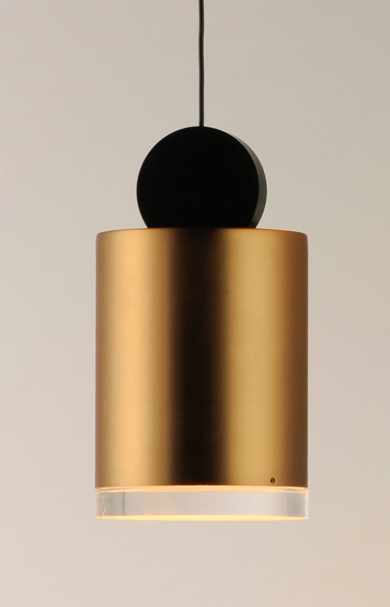 Nob 4' Single Light Pendant in Black and Gold
