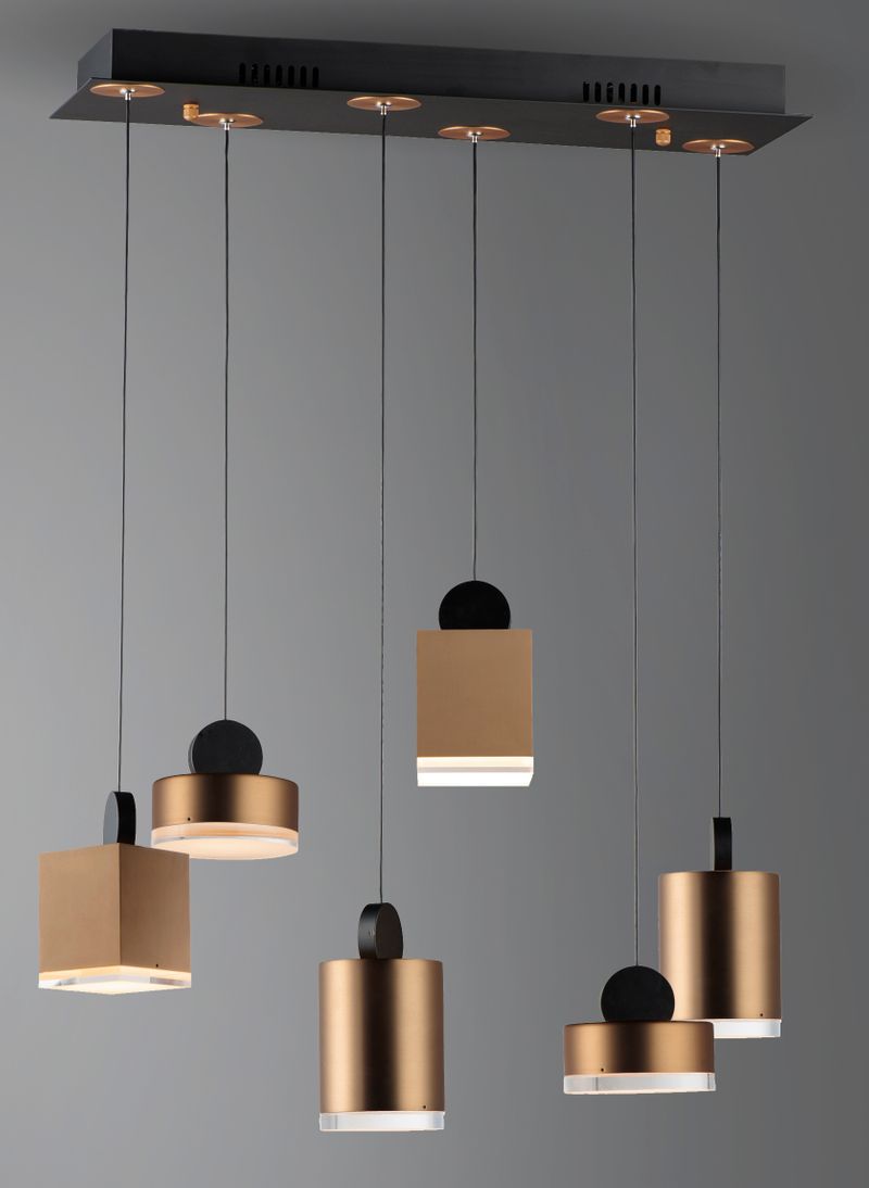 Nob 24.5' 6 Light Linear Pendant in Black and Gold