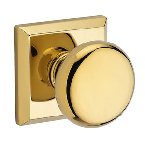Round Square Privacy Knob in Bright Polished Brass