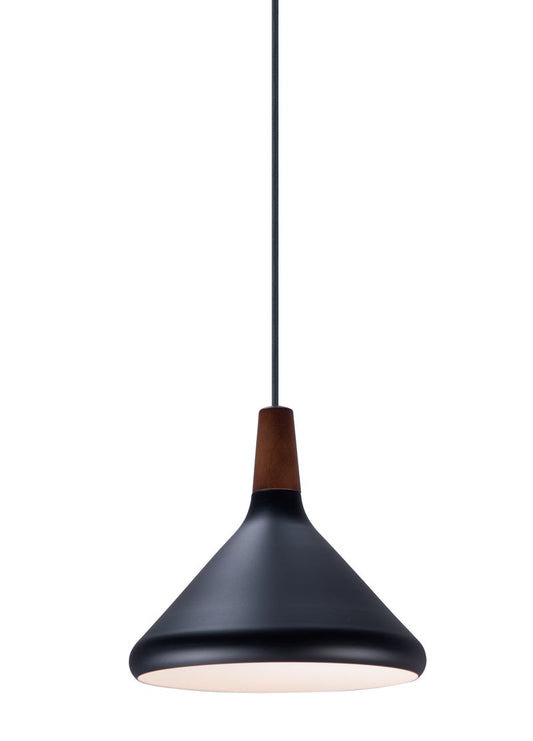 Nordic Single Light Mini-Pendant in Black and Walnut