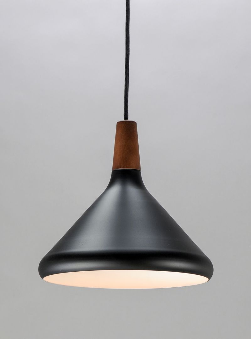 Nordic Single Light Mini-Pendant in Black and Walnut