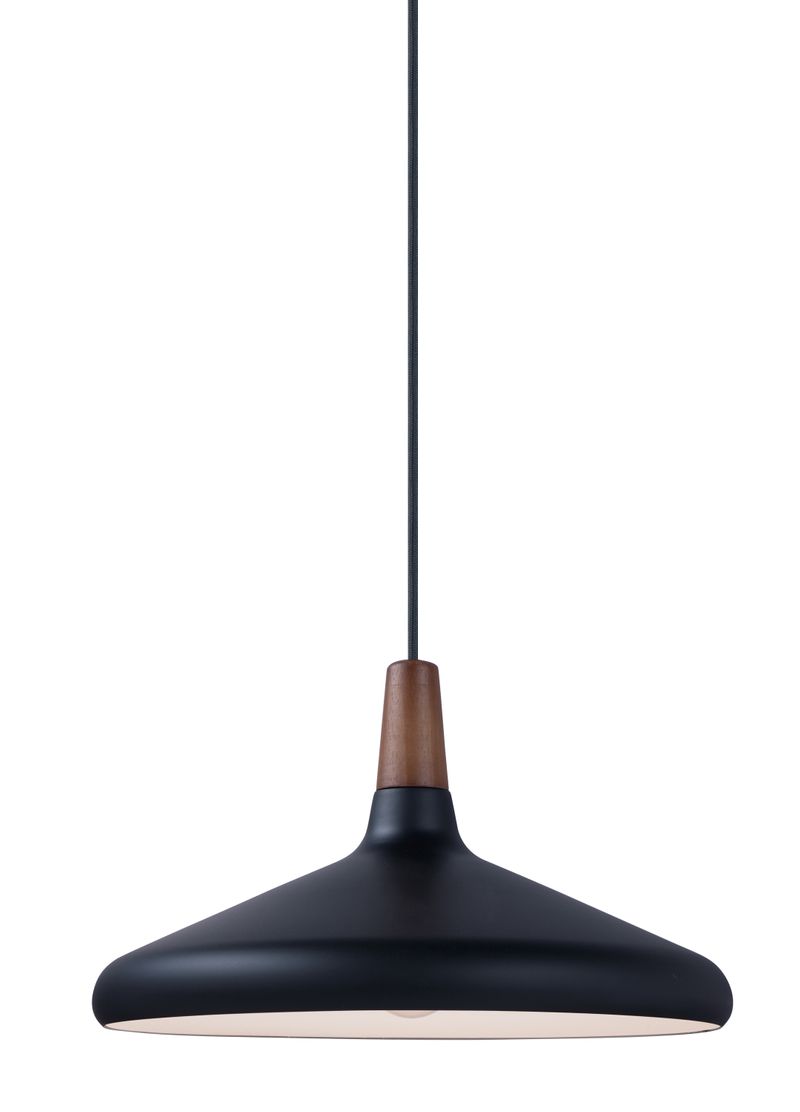 Nordic 15.25' Single Light Pendant in Walnut Black