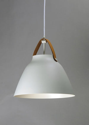 Nordic 14.25' Single Light Pendant in Tan Leather and White