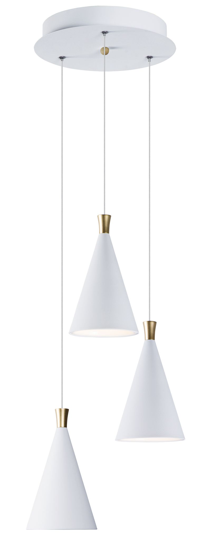 Norsk 12.5' 3 Light Multi-Light Pendant in White and Metallic Gold