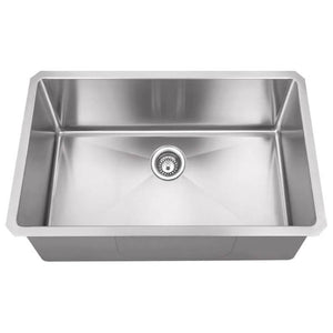 Cana 32' Single Basin Undermount Kitchen Sink with Radial Corners in Stainless Steel