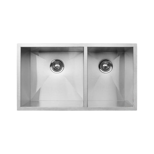 Sela 33" Double Basin Undermount Kitchen Sink in Stainless Steel