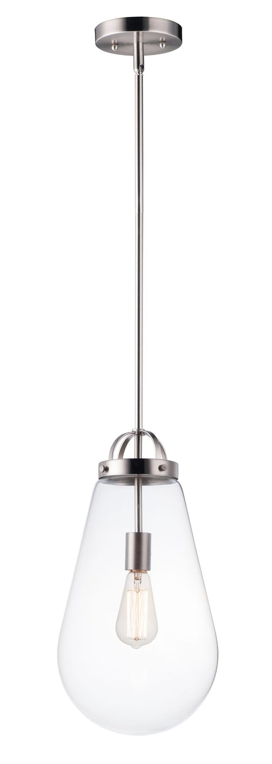 Nyla 9.5" Wide 1 Light Single Pendant using E26 Medium Incandescent Bulbs in Satin Nickel