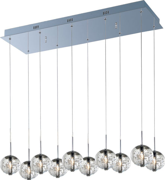 Orb 11" 10 Light Linear Pendant in Polished Chrome