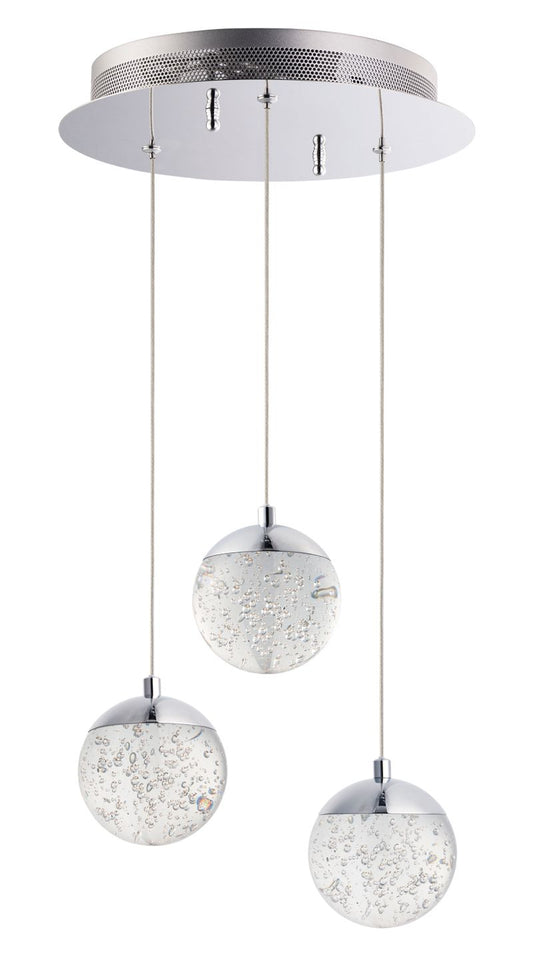 Orb II 11.5" 3 Light Multi-Light Pendant in Polished Chrome