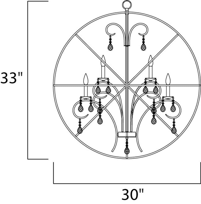 Orbit 30' 9 Light Single-Tier Chandelier in Anthracite and Polished Nickel