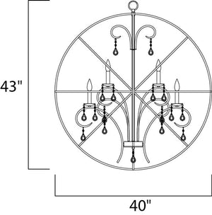 Orbit 40' 12 Light Single-Tier Chandelier in Anthracite and Polished Nickel