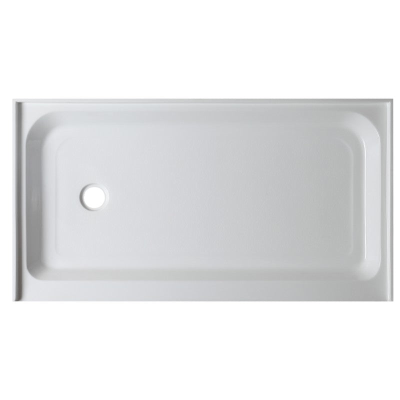 Tier 60' x 32' x 5.5' Left Drain Acrylic Shower Base in Glossy White