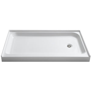 Tier 60' x 32' x 5.5' Right Drain Acrylic Shower Base in Glossy White