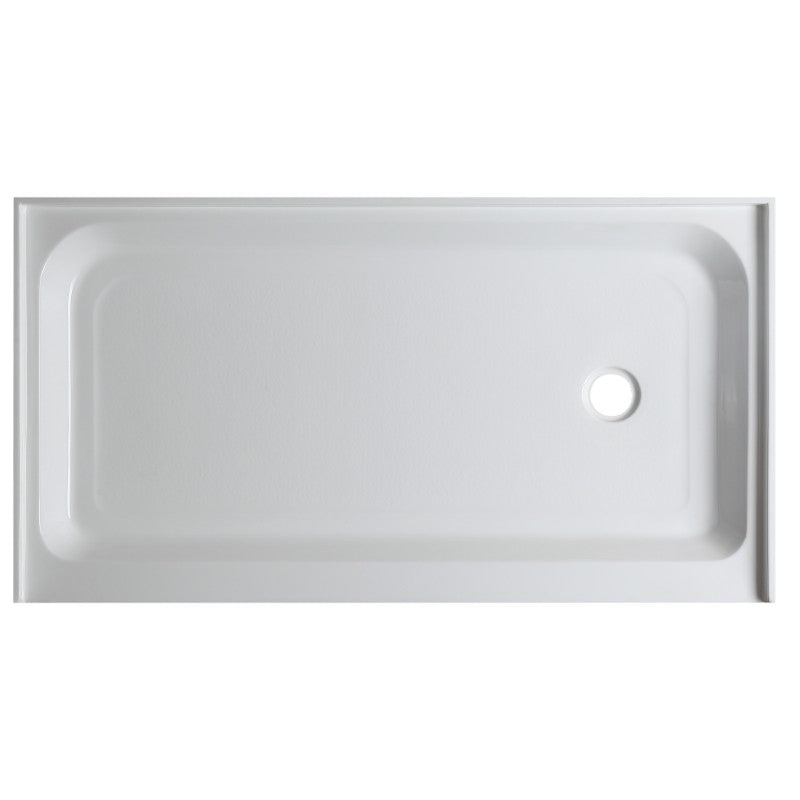 Tier 60' x 32' x 5.5' Right Drain Acrylic Shower Base in Glossy White