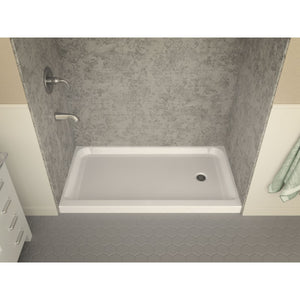 Tier 60' x 32' x 5.5' Right Drain Acrylic Shower Base in Glossy White