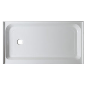Tier 60' x 36' x 5.5' Left Drain Acrylic Shower Base in Glossy White