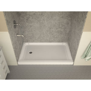 Tier 60' x 36' x 5.5' Left Drain Acrylic Shower Base in Glossy White