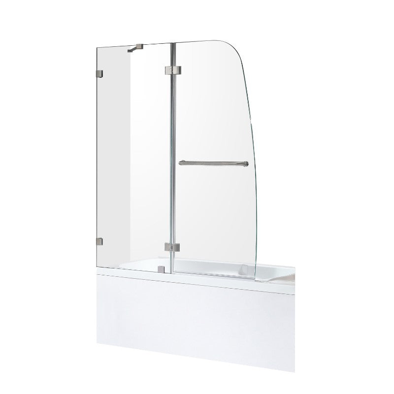 Herald Tempered Glass Frameless Tub Door in Brushed Nickel