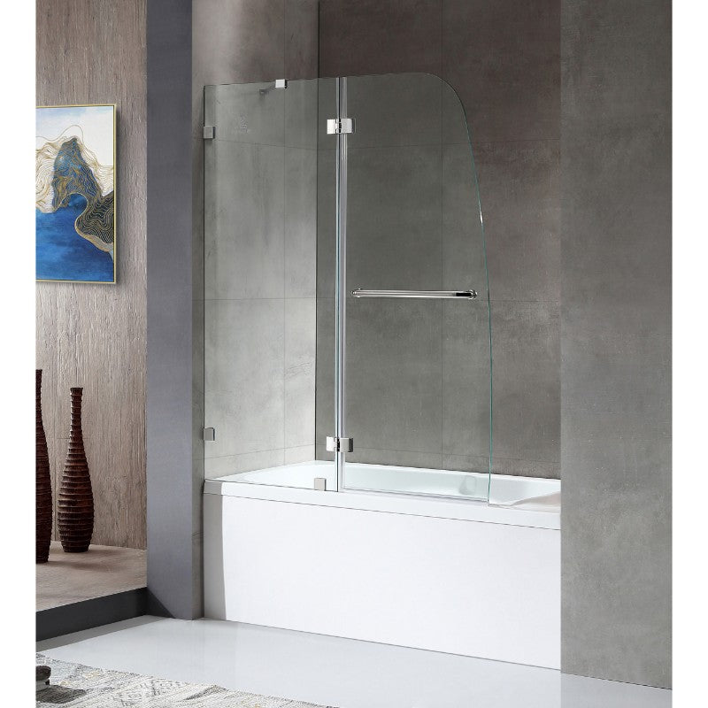Herald Tempered Glass Frameless Tub Door in Polished Chrome