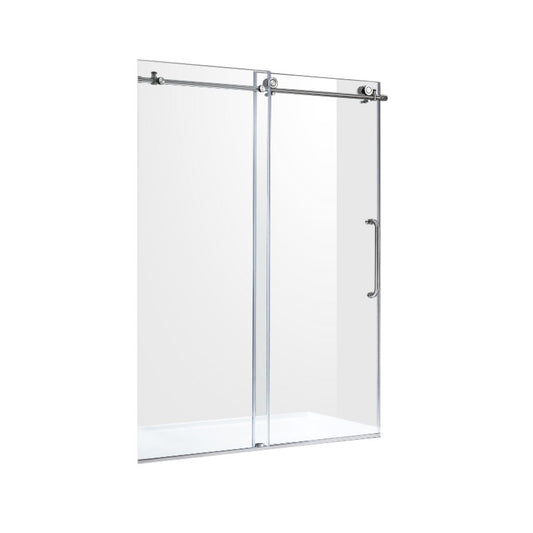 Madam 48" Tempered Glass Frameless Sliding Shower Door in Brushed Nickel