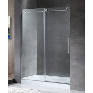 Madam 48' Tempered Glass Frameless Sliding Shower Door in Brushed Nickel