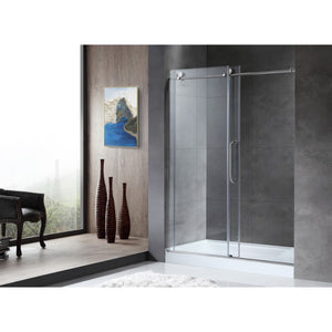 Madam 48' Tempered Glass Frameless Sliding Shower Door in Brushed Nickel