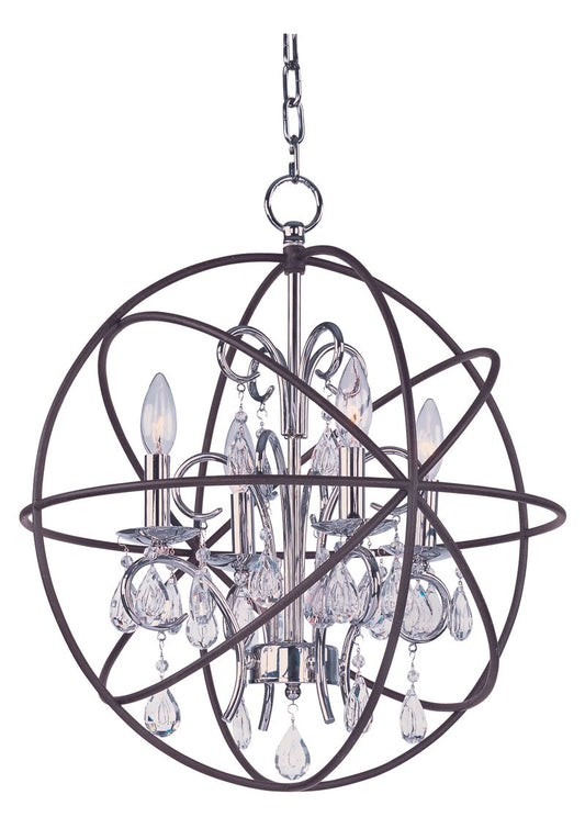 Orbit 19" 4 Light Single-Tier Chandelier in Anthracite and Polished Nickel