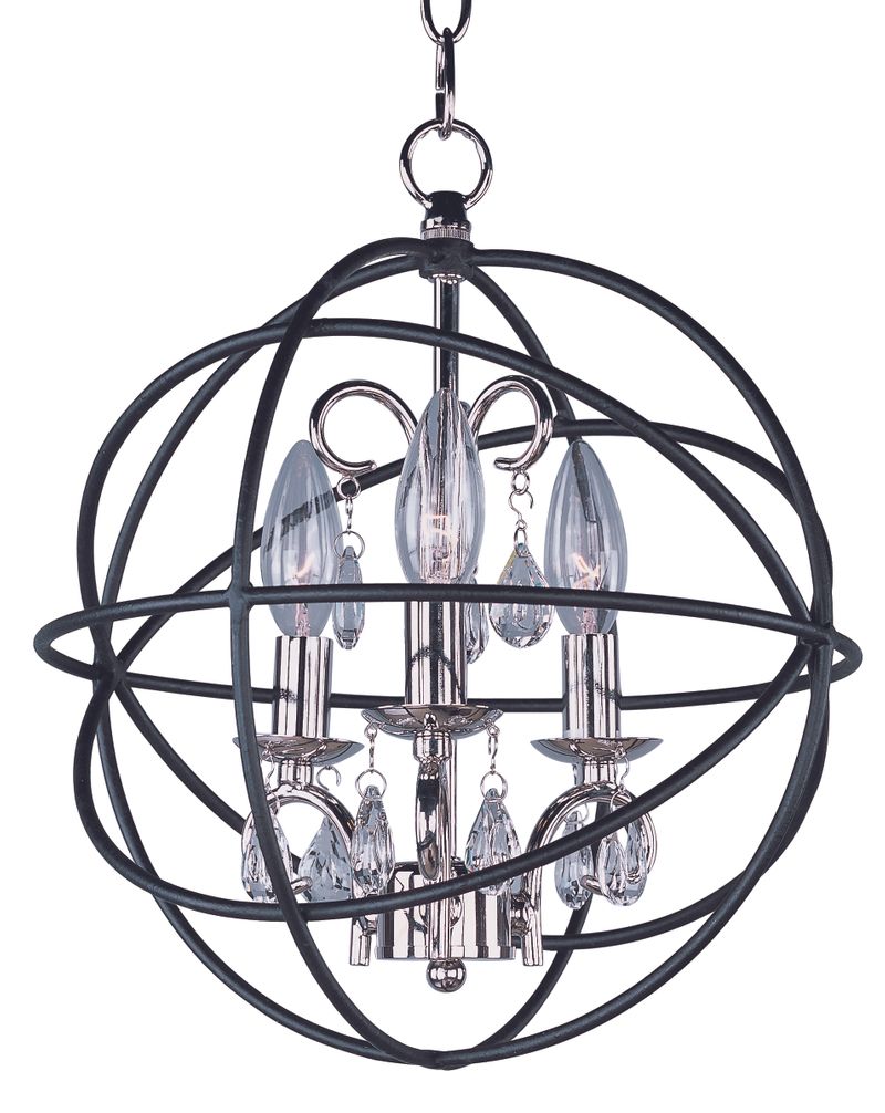 Orbit 12' 3 Light Single-Tier Chandelier in Anthracite and Polished Nickel