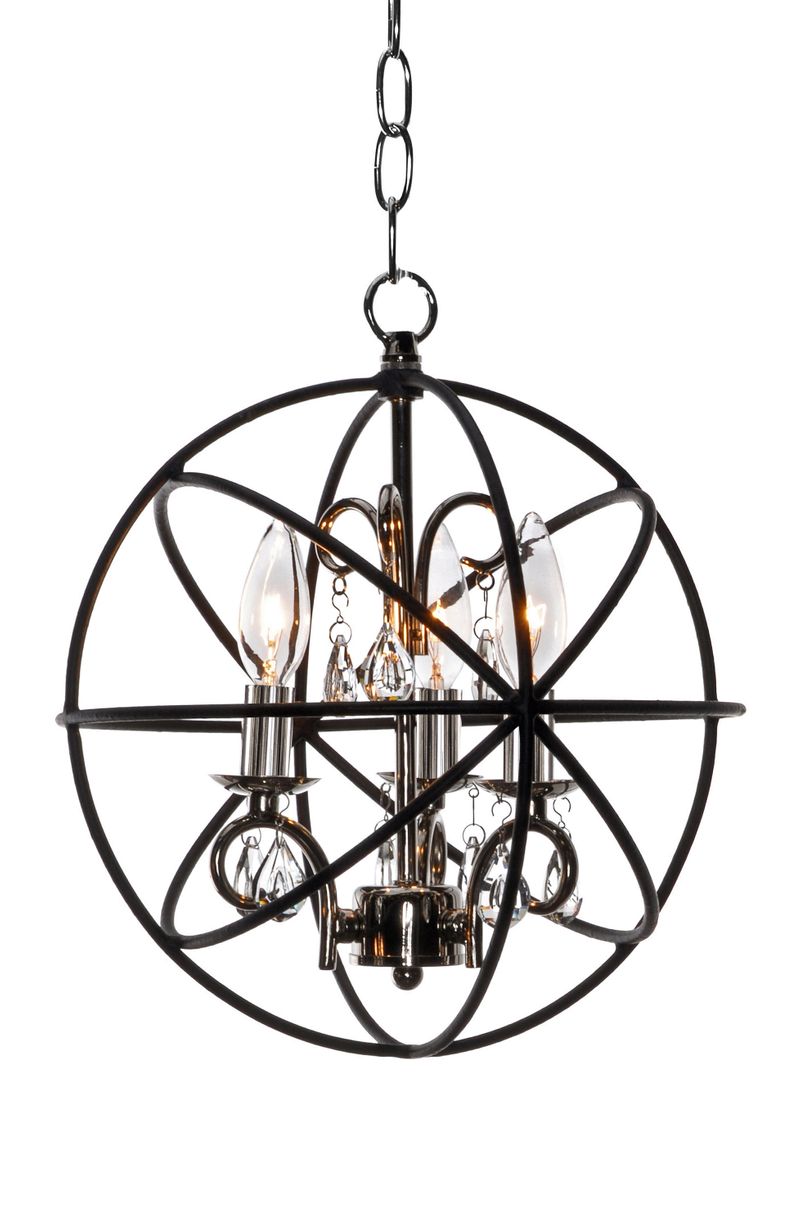 Orbit 12' 3 Light Single-Tier Chandelier in Anthracite and Polished Nickel