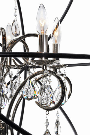 Orbit 25' 6 Light Single-Tier Chandelier in Anthracite and Polished Nickel