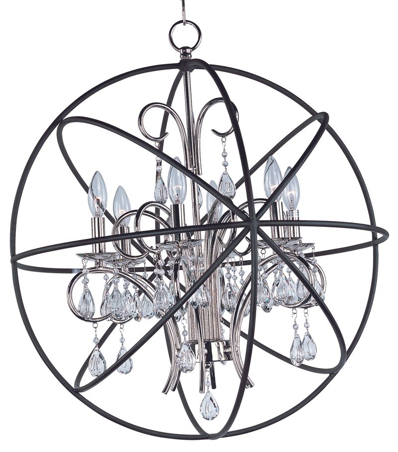 Orbit 25' 6 Light Single-Tier Chandelier in Anthracite and Polished Nickel