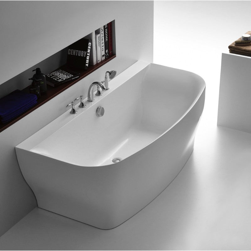 Bank 64.96' Acrylic Freestanding Bathtub in Glossy White