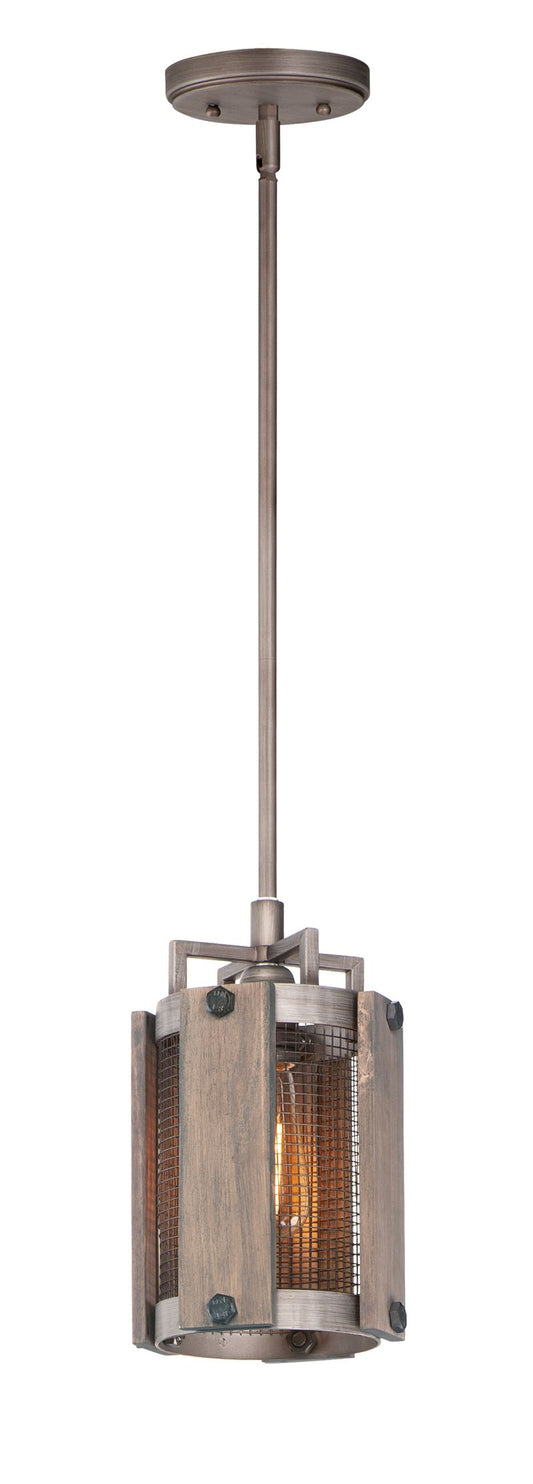 Outland 7" Single Light Mini-Pendant in Barn Wood and Weathered Zinc