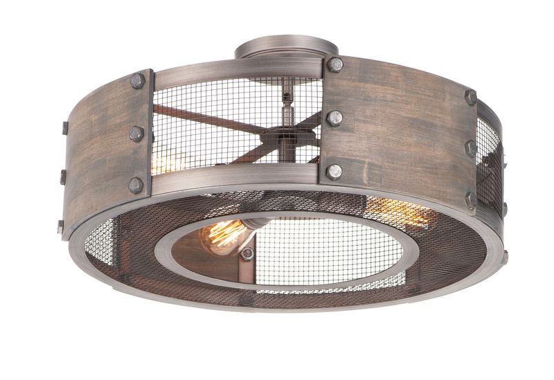 Outland 22' 4 Light Semi-Flush Mount Pendant in Barn Wood and Weathered Zinc