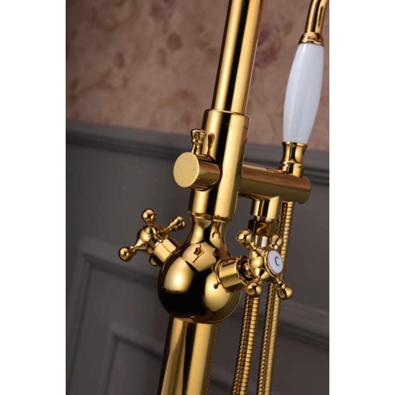 Bridal Freestanding Roman Tub Filler Faucet in Gold