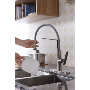 Accent 19.69' Single-Handle Pull-Down Kitchen Faucet in Brushed Nickel