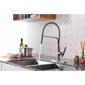 Accent 19.69' Single-Handle Pull-Down Kitchen Faucet in Brushed Nickel