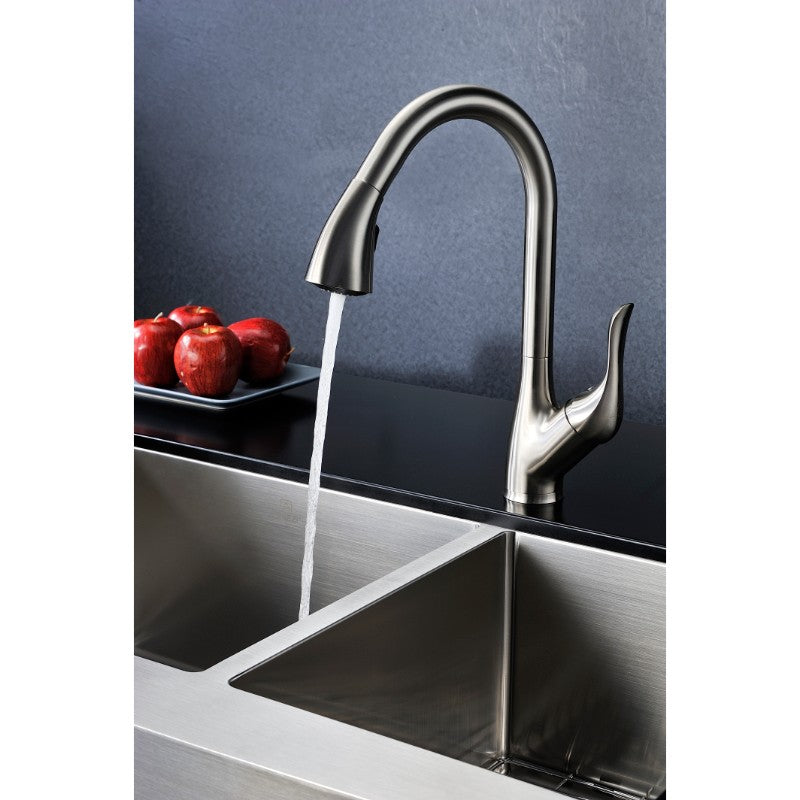 Accent 16.43' Single-Handle Pull-Down Kitchen Faucet in Brushed Nickel