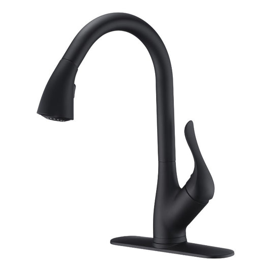 Accent 16.43" Single-Handle Pull-Down Kitchen Faucet in Matte Black